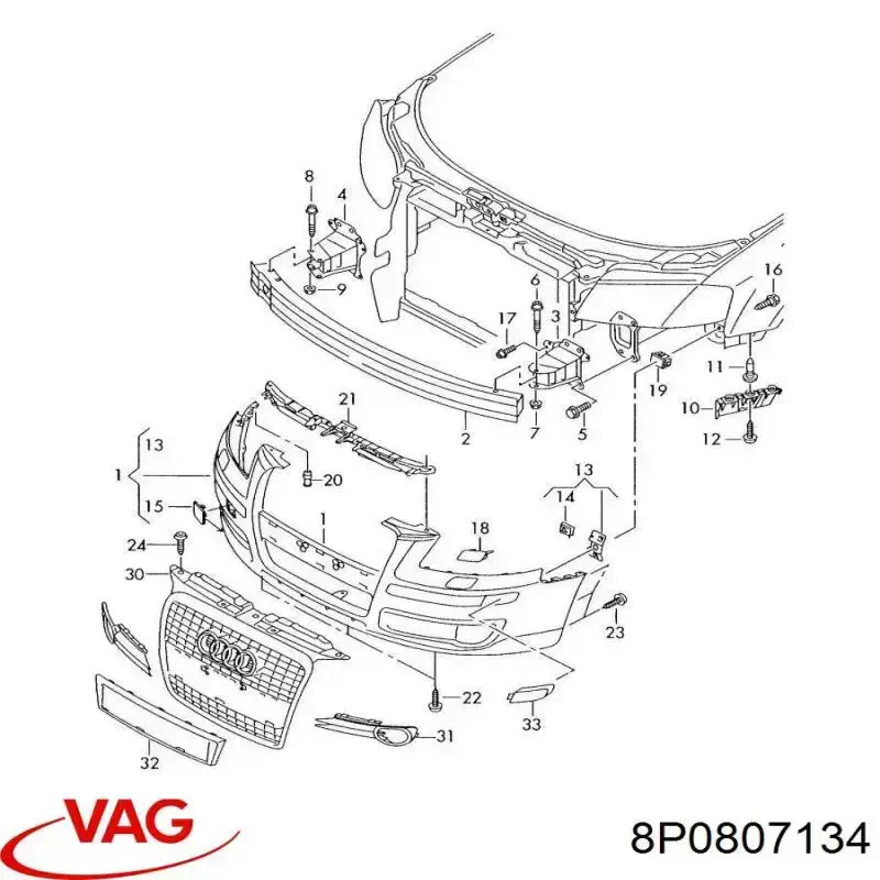 Soporte del refuerzo del parachoques delantero VAG 8P0807134 precio, desde 38,77 EUR