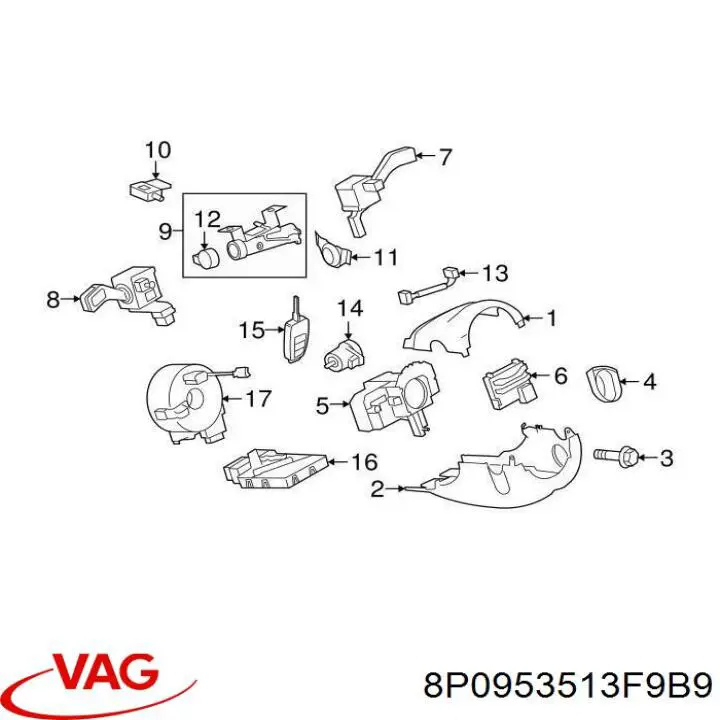 8P0953513F VAG Conmutador izquierdo de la columna de dirección