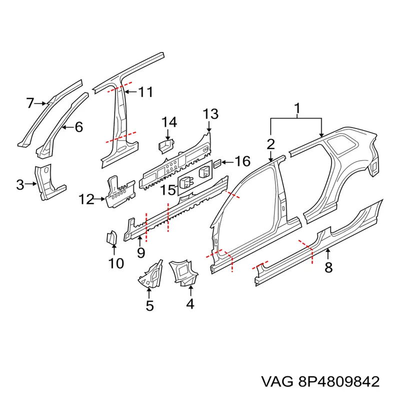 8P4809842 VAG chapa de acceso derecha