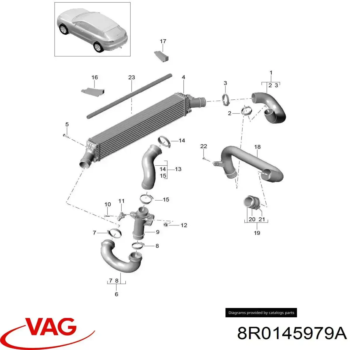 Tubo flexible de aire de sobrealimentación VAG 8R0145979A