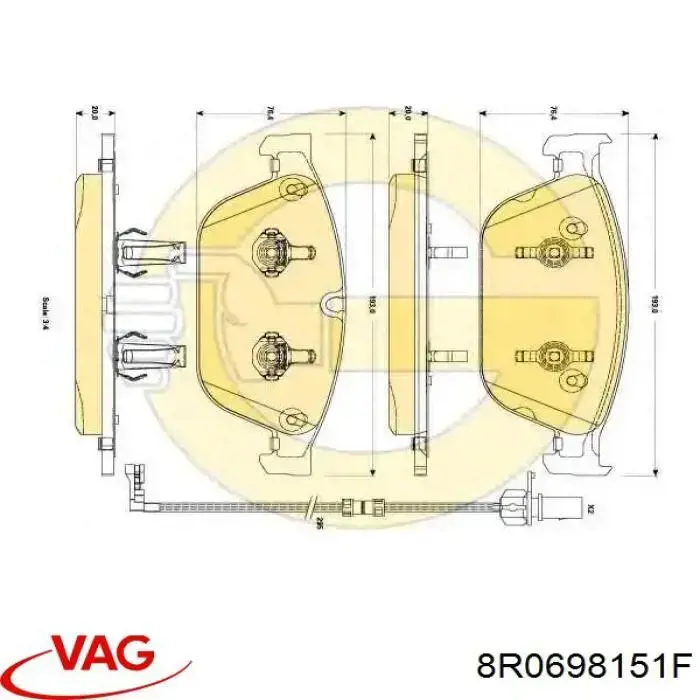Pastillas de freno 8R0698151F VAG