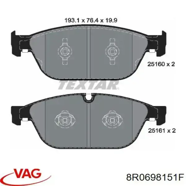 Pastillas freno delanteras VAG 8R0698151F precio, desde 134,52 EUR