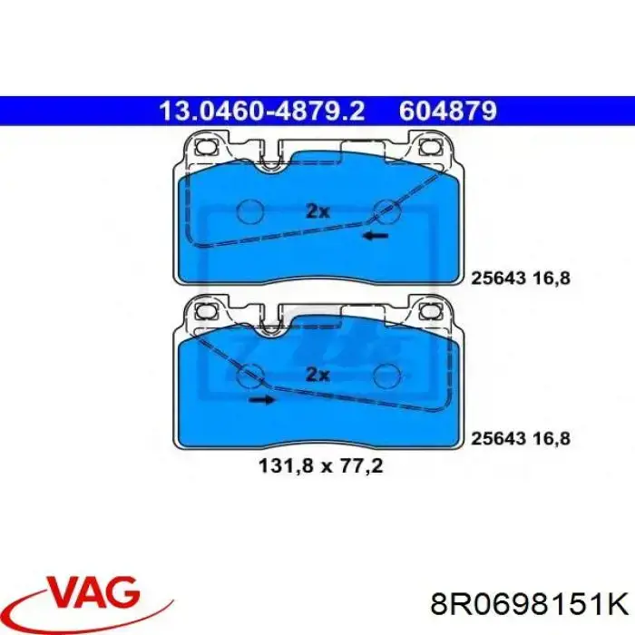 8R0698151K VAG Pastillas delanteras