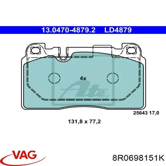 Pastillas freno delanteras VAG 8R0698151K precio, desde 37,27 EUR