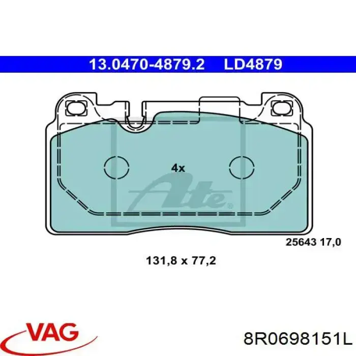 Pastillas de freno 8R0698151L VAG