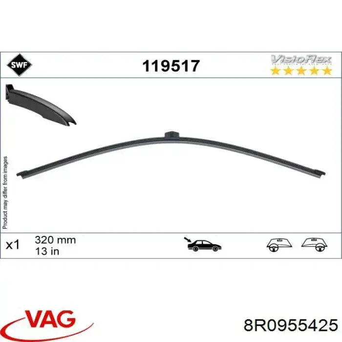 Limpiaparabrisas traseros 8R0955425 VAG