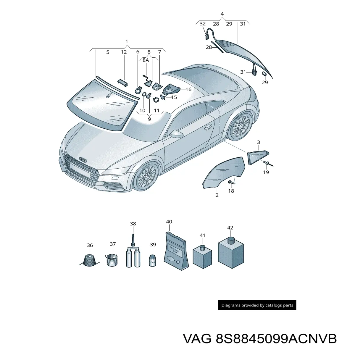 Comprar 8S8845099ACNVB VAG Luna parabrisas