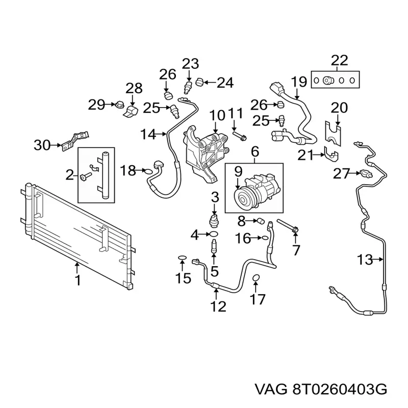 8T0260403G VAG condensador aire acondicionado