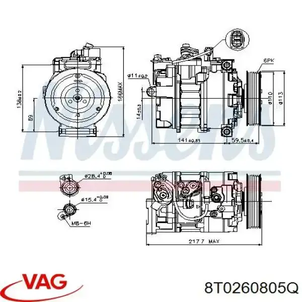 8T0260805Q VAG compresor de aire acondicionado