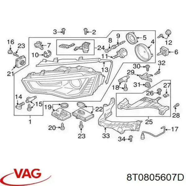 Comprar 8T0805607B VAG Soporte de fijación del faro delantero izquierdo