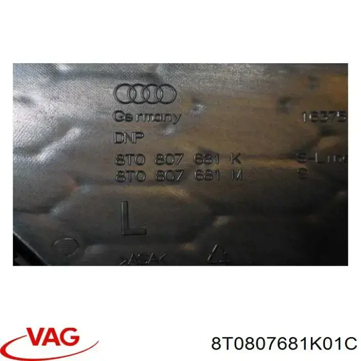 Rejilla izquierda del parachoques delantero 8T0807681K VAG