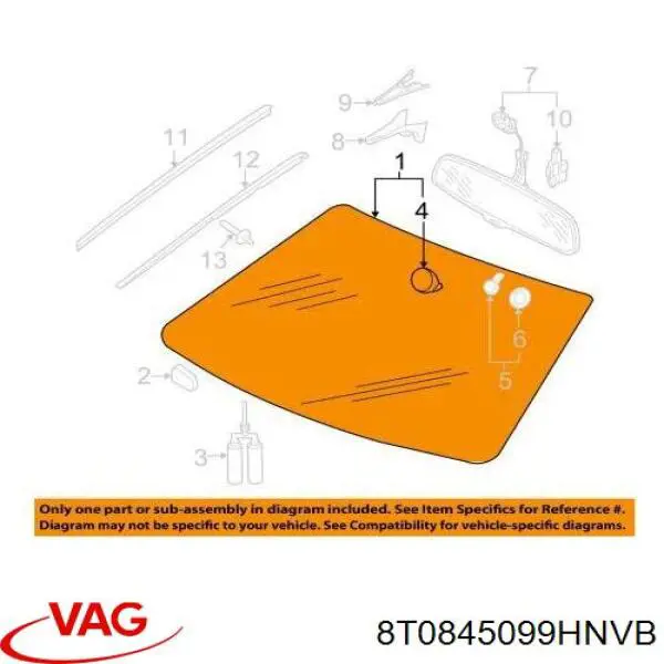 Comprar 8T0845099HNVB VAG Luna parabrisas
