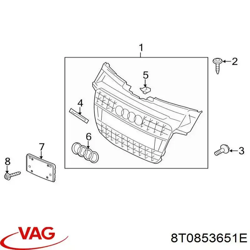 Rejilla delantera VAG 8T0853651E precio, desde  EUR