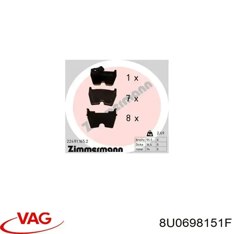 Pastillas freno delanteras VAG 8U0698151F precio, desde 76,26 EUR