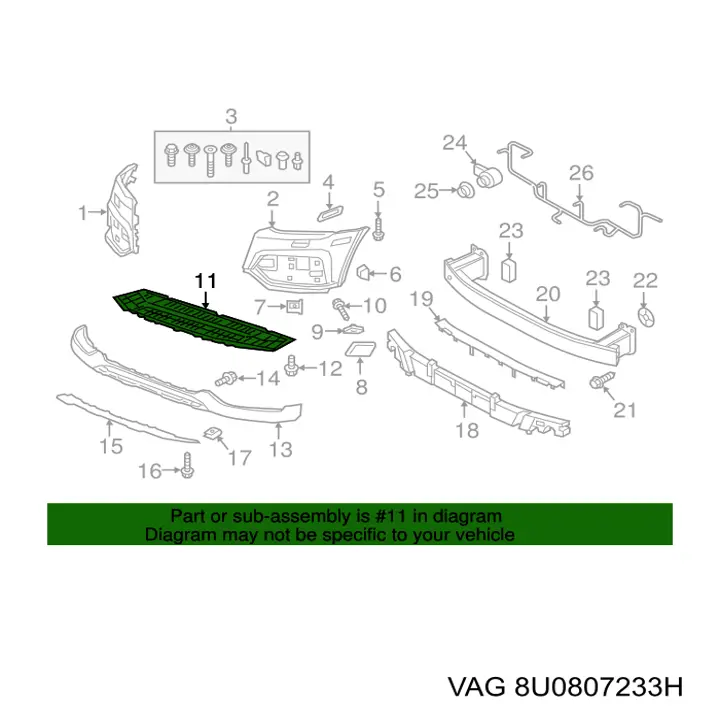 Cubierta, parachoques delantero VAG 8U0807233H precio, desde 73,14 EUR