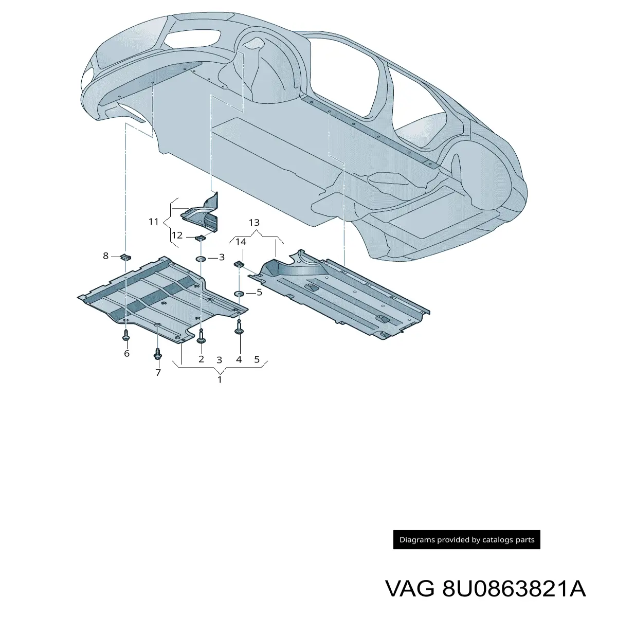 8U0863821A VAG protección motor / empotramiento