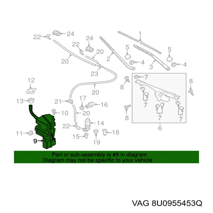 Comprar 8U0955453Q VAG Depósito de limpiaparabrisas