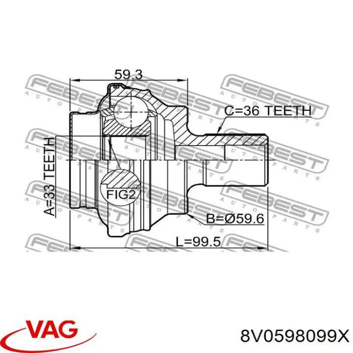 8V0598099V VAG junta homocinética exterior trasera