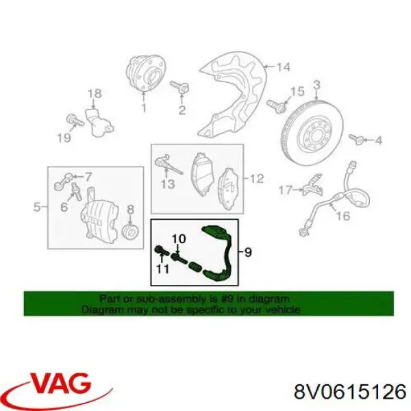 Comprar 8V0615126 VAG Soporte de la pinza de freno delantera