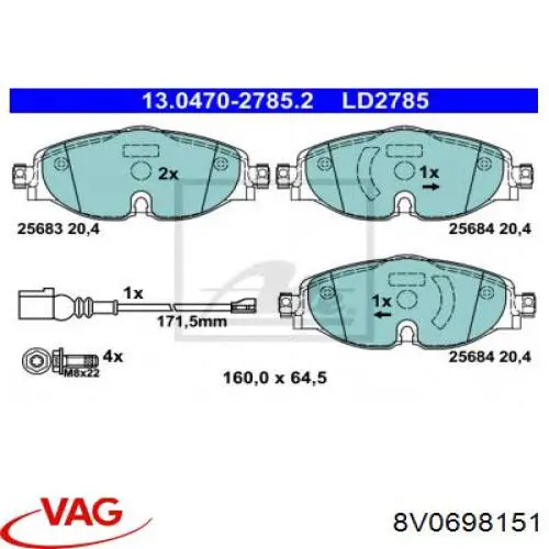 Pastillas de freno delanteras Volkswagen Tiguan 1 5N1, 5N2