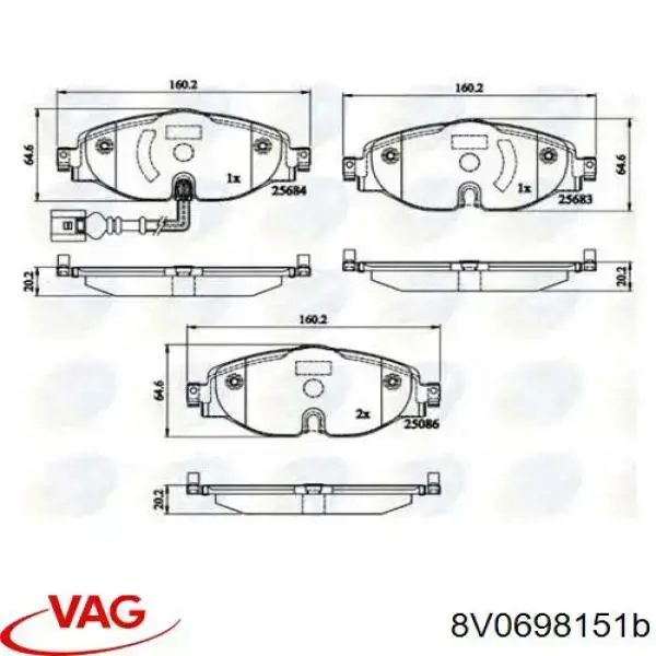 Pastillas de freno delanteras Volkswagen Tiguan 1 5N1, 5N2