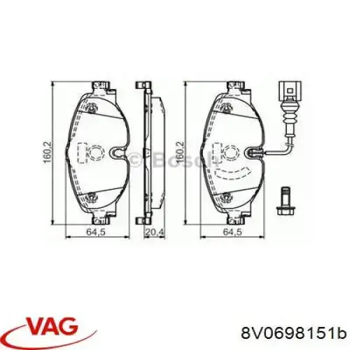Pastillas de freno delanteras Volkswagen Tiguan 1 5N1, 5N2