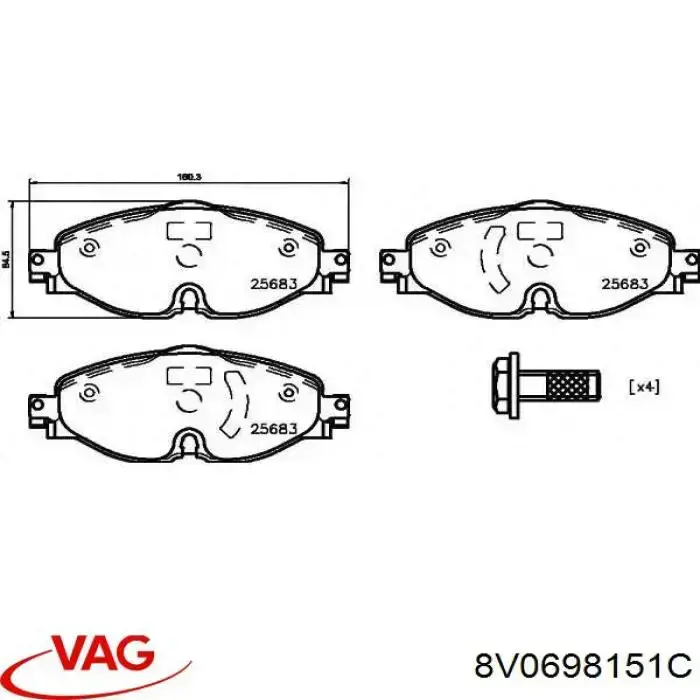 Pastillas de freno 8V0698151C VAG