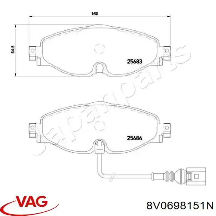 Comprar 8V0698151N VAG Pastillas delanteras de freno