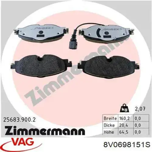 Pastillas de freno delanteras Volkswagen Tiguan 1 5N1, 5N2