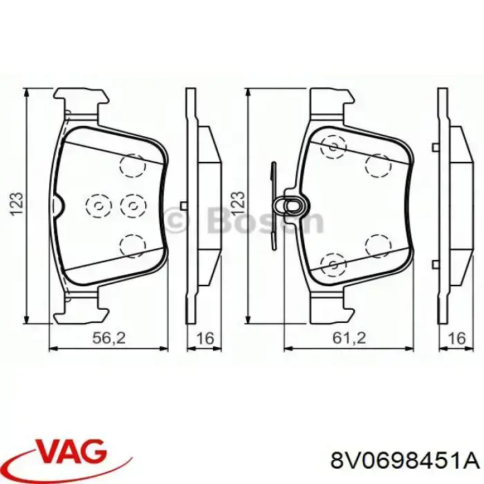 Pastillas traseras VAG 8V0698451A