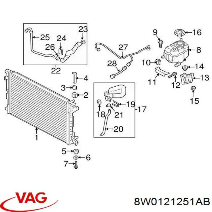 Radiador de água VAG 8W0121251AB
