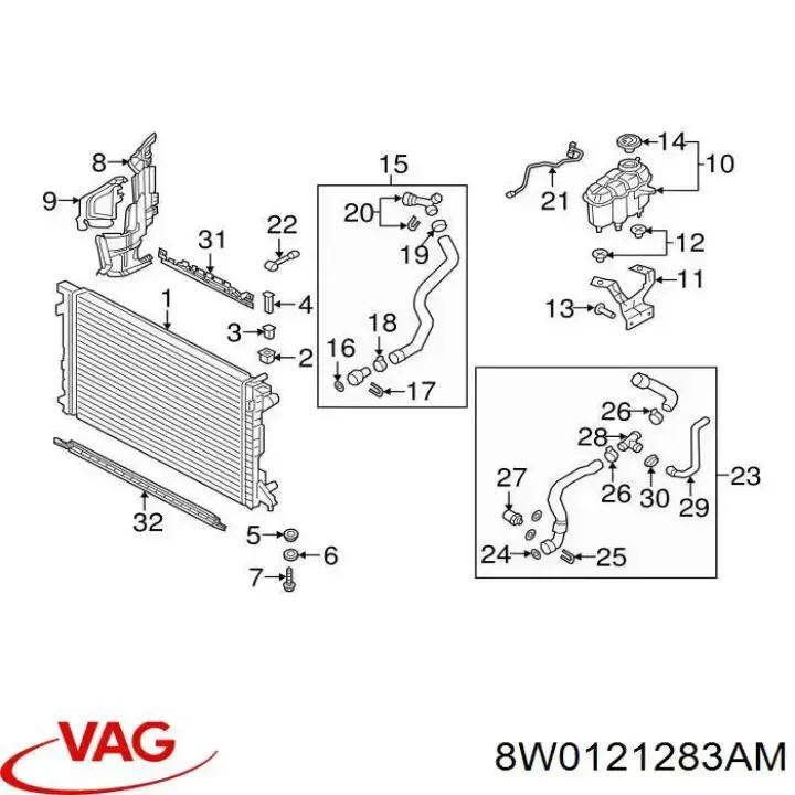 Deflector de aire del radiador izquierdo VAG 8W0121283AM precio, desde 30,81 EUR