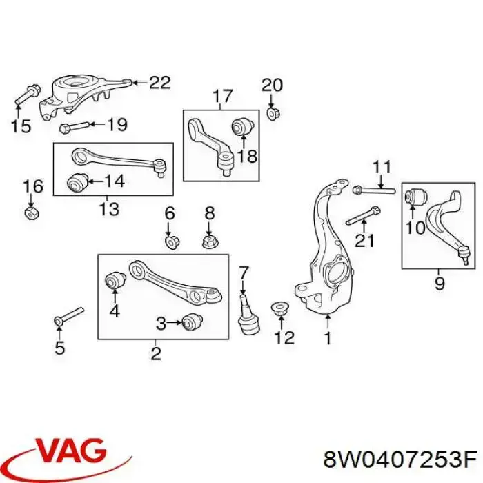 Comprar 8W0407253F VAG Mangueta delantera izquierda