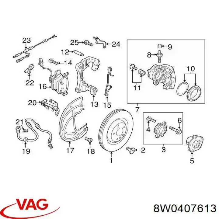 Cubo de rueda delantero 8W0407613 VAG