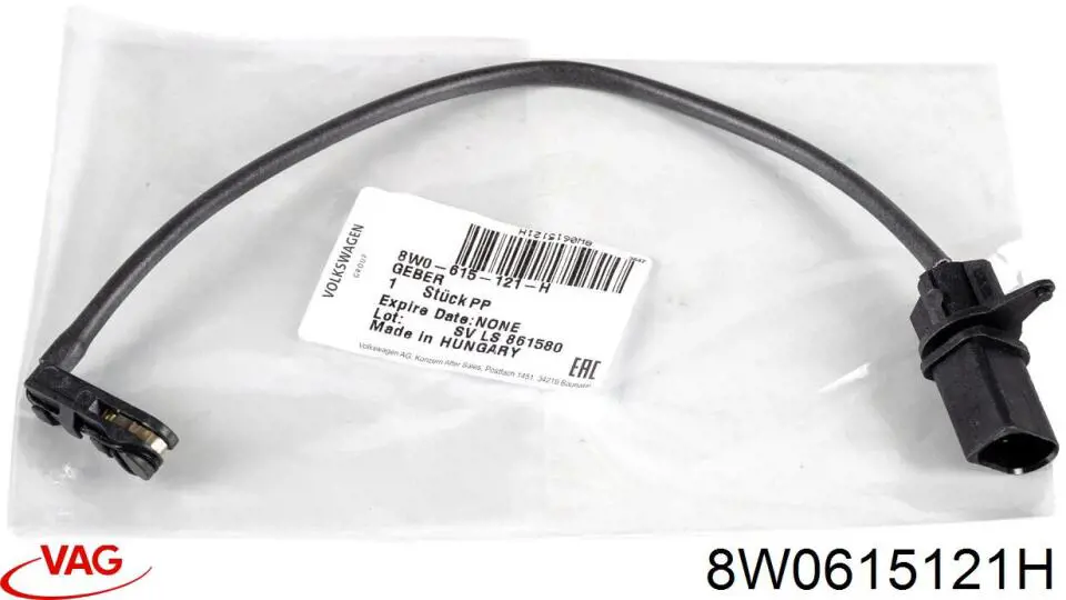 Sensor de desgaste de las pastillas de freno delanteras VAG 8W0615121H