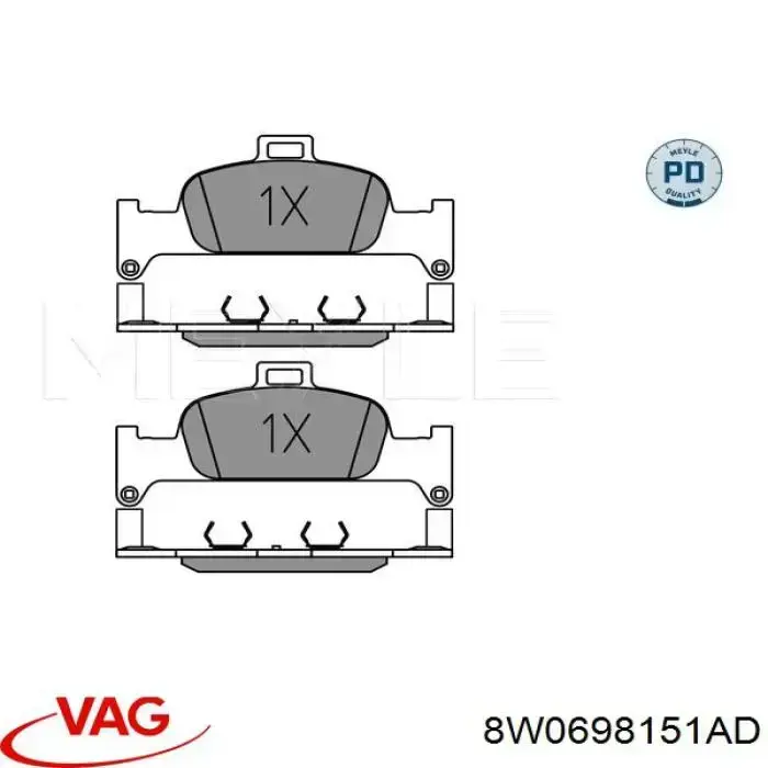 Pastillas de freno 8W0698151AD VAG