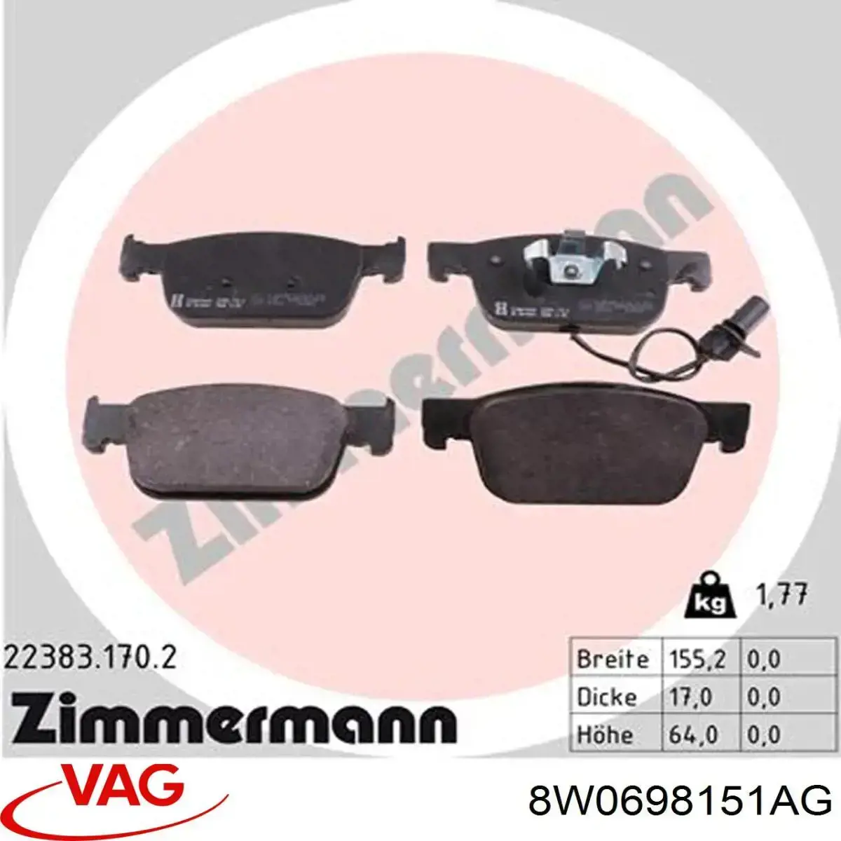 Pastillas freno delanteras VAG 8W0698151AG precio, desde 45,32 EUR