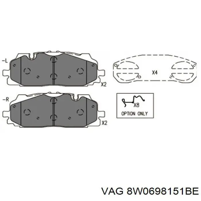 Pastillas freno delanteras VAG 8W0698151BE precio, desde 55,66 EUR
