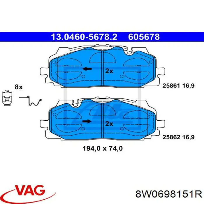 Comprar 8W0698151R VAG Pastillas delanteras de freno