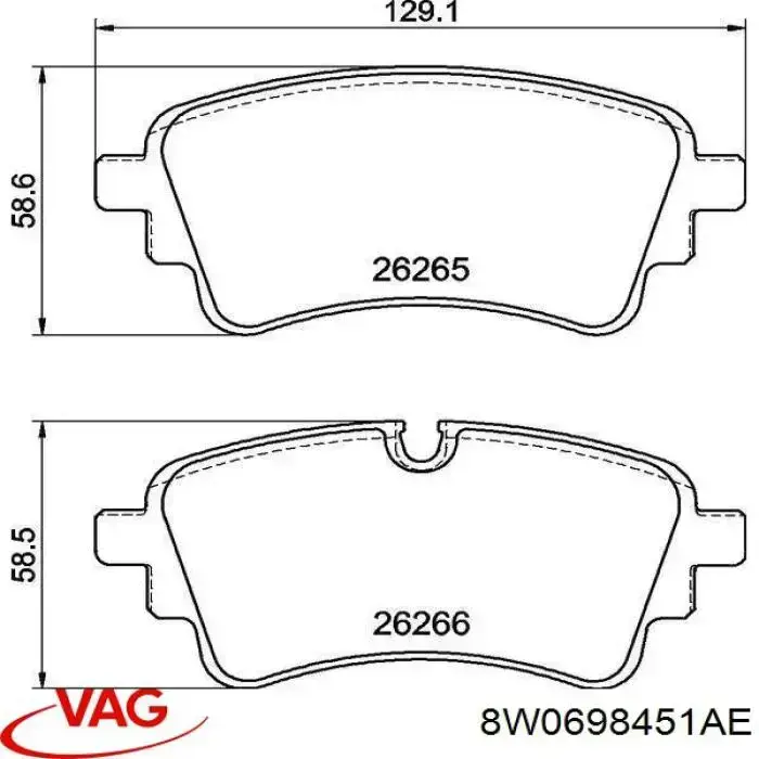 8W0698451AE VAG pastillas de freno traseras