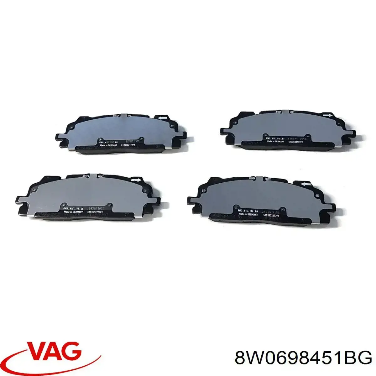 8W0698451BG VAG Pastillas freno traseras