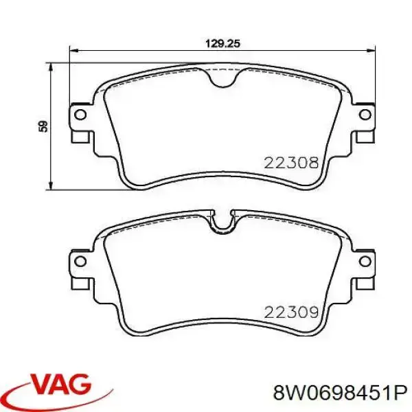 Pastillas traseras de freno VAG 8W0698451P precio, desde 30,97 EUR