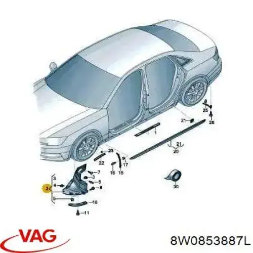 Guardalodos delantero izquierdo VAG 8W0853887L precio, desde 34,58 EUR