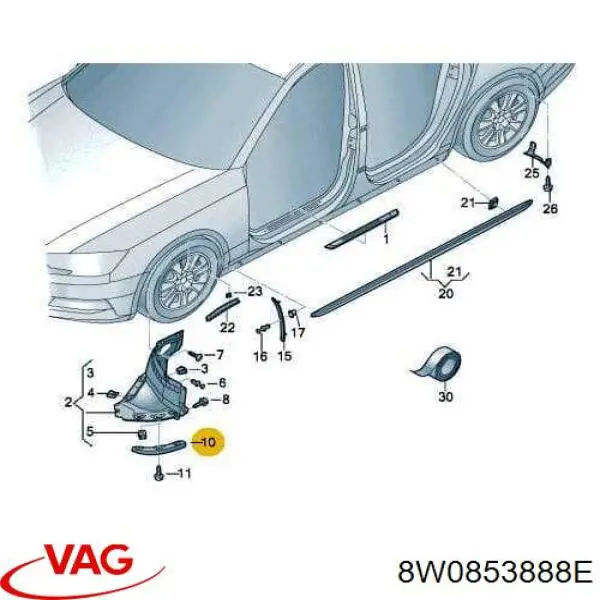 Guardalodos interior delantero derecho AD0263603 Prasco