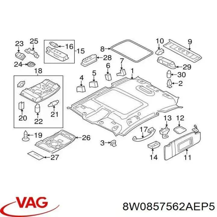 Retenedor de visera parasol 8W0857562AEP5 VAG