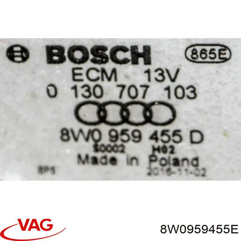 Ventilador de refrigeración completo derecho (motor y hélice) VAG 8W0959455E