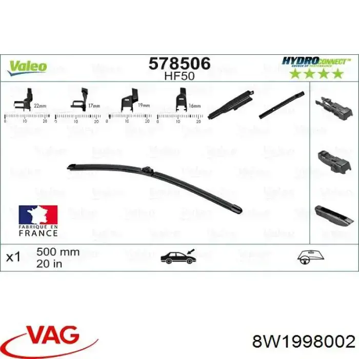 Comprar 8W1998002 VAG Juego de escobillas de luna delantera, 2 piezas