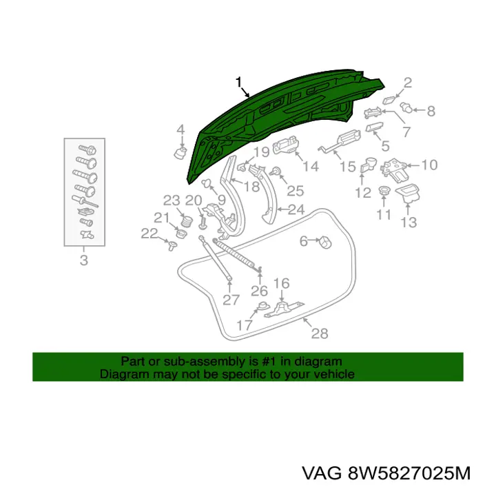 8W5827025M VAG tapa del maletero