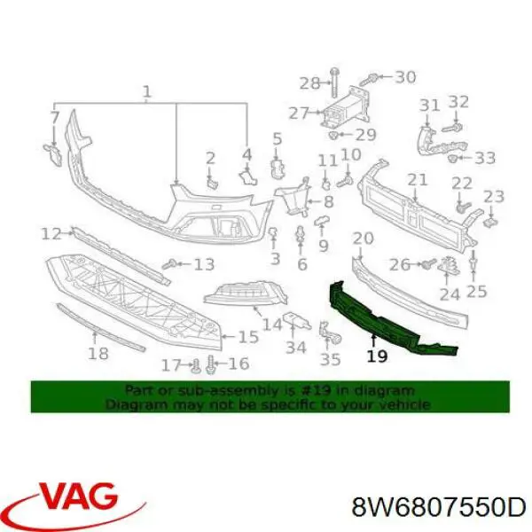 8W6807550D VAG Absorbedor del parachoques delantero