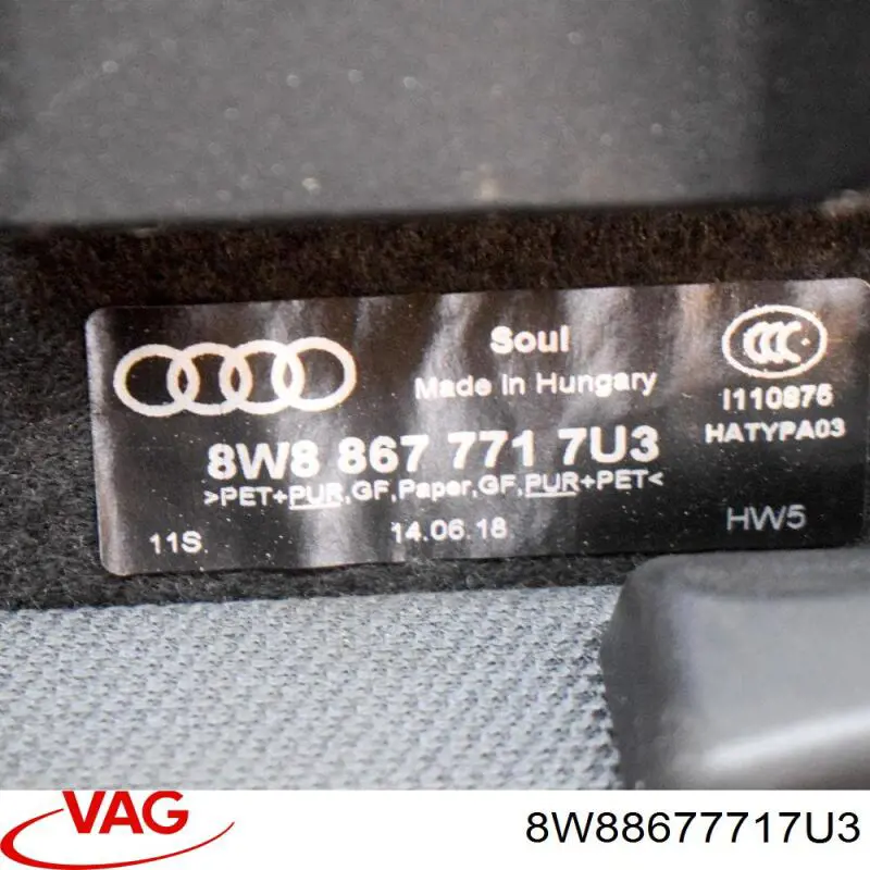Bandeja trasera VAG 8W88677717U3 precio, desde 154,28 EUR